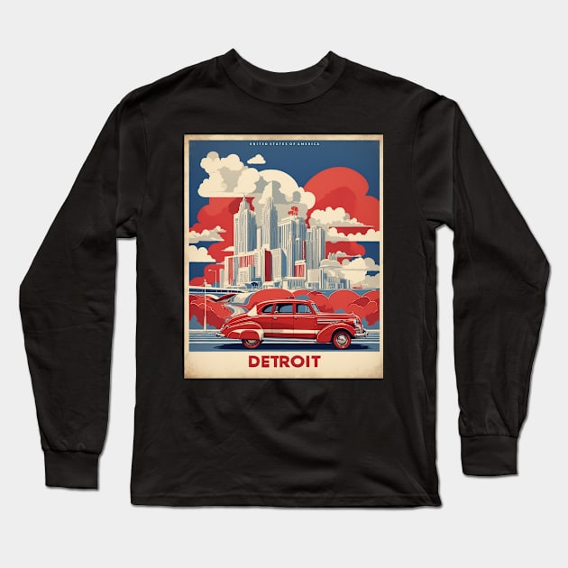 Detroit Michigan United States of America Tourism Vintage Long Sleeve T-Shirt by TravelersGems